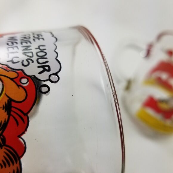 Garfield & Oddie Mug (2) Vtg 1978 Use Your Friends Wisely Glass Mcdonalds Cup - Picture 15 of 16